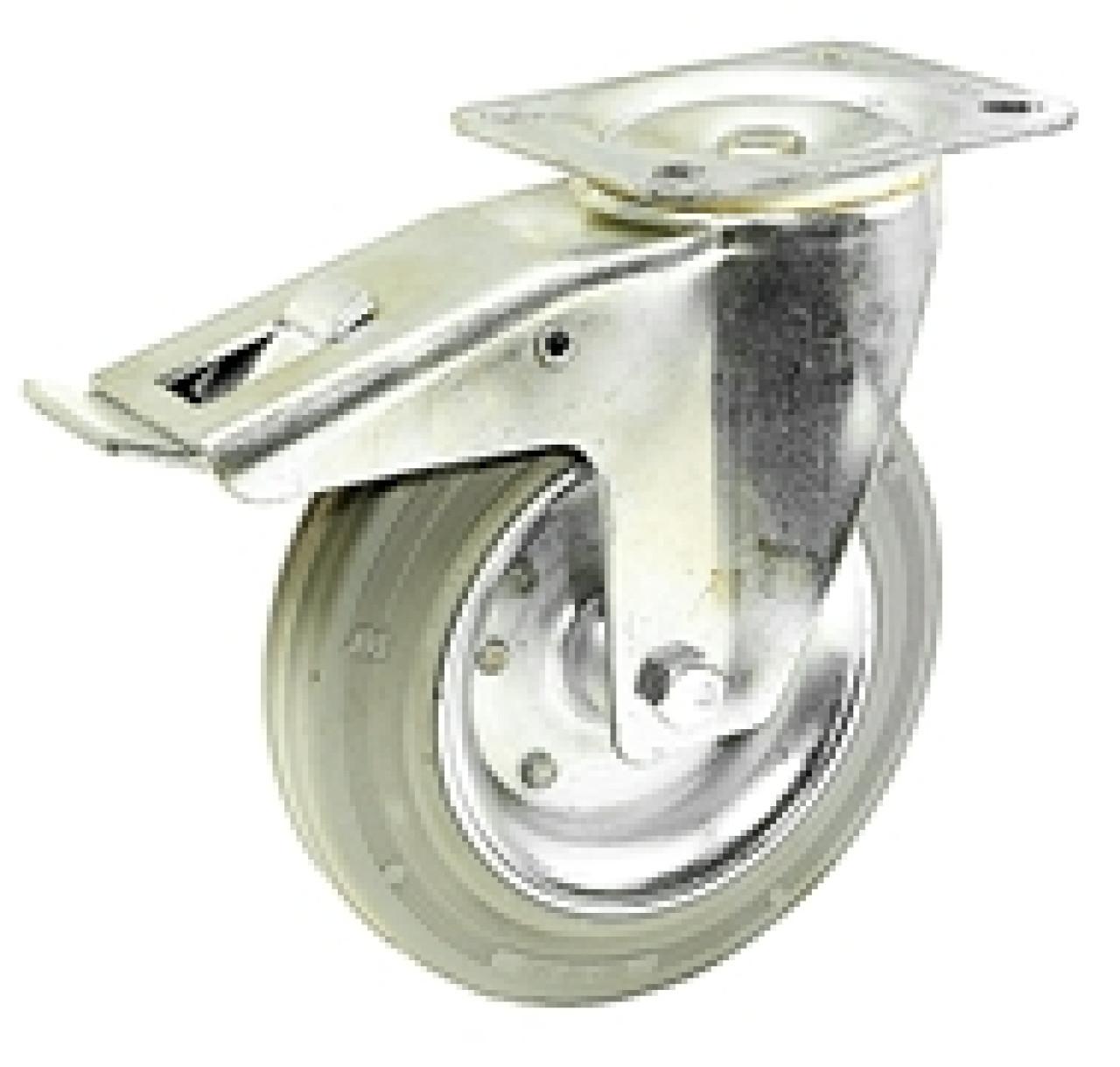 Talpas kerék 125 L420.B56.125 forgó fékes villa szürke terhelhető: 100kg (BS)