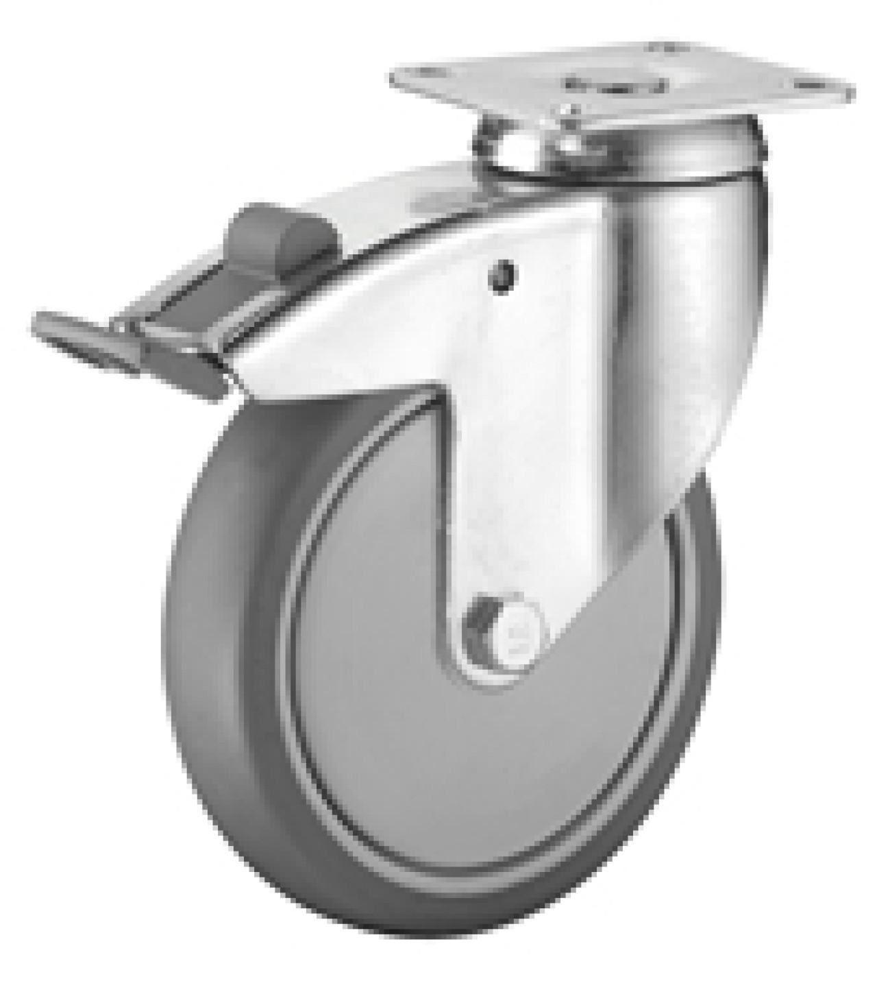 Talpas kerék 125 C120.A85.125 forgó fékes villa szürke terhelhető: 100kg (BS)