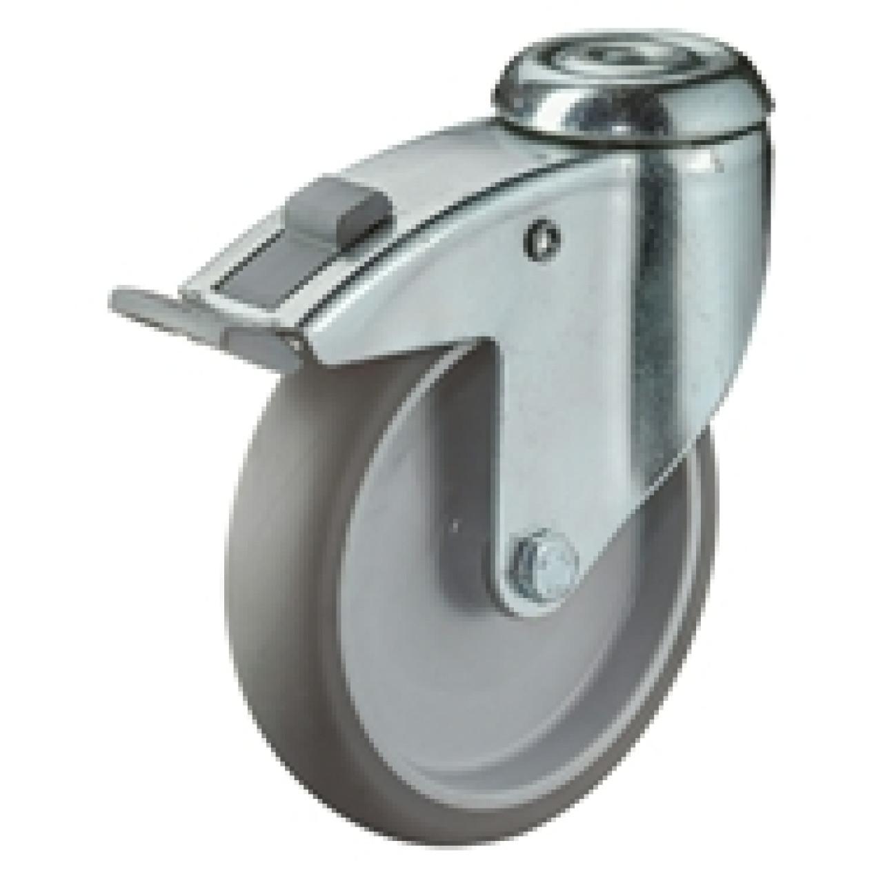 Hátfuratos kerék 100 C221.A80.060 forgó villa fékes szürke terhelhető:40kg  (BS)