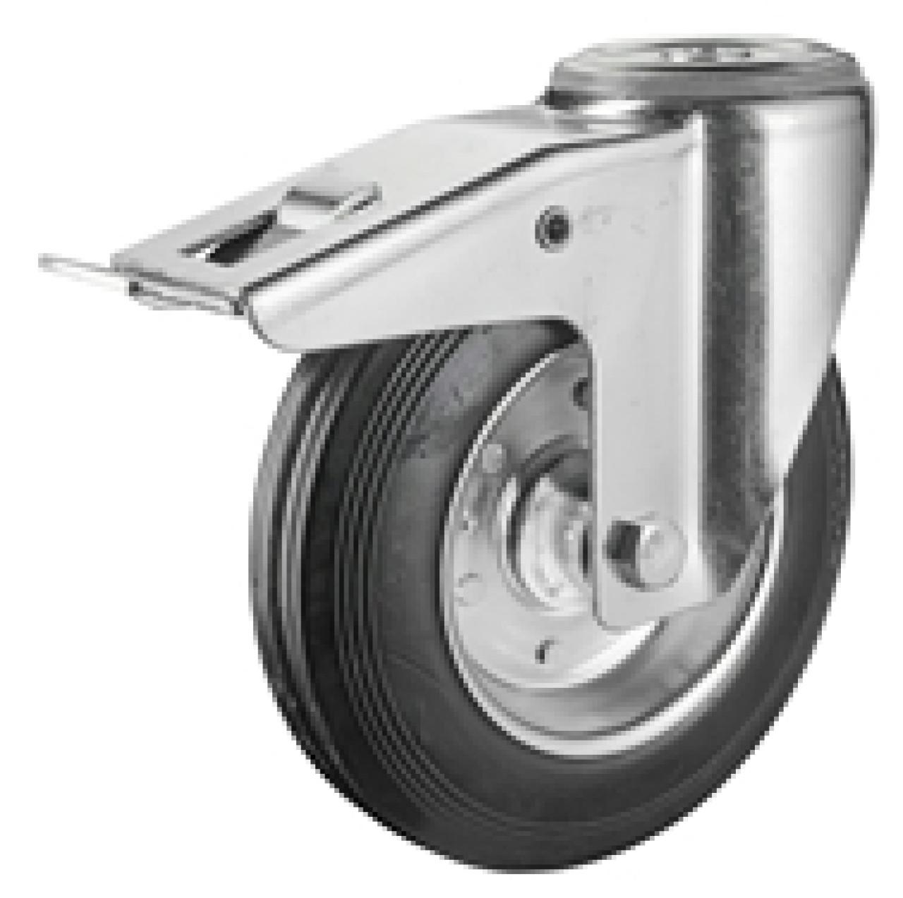 Hátfuratos kerék 100 L121.B55.100 forgó fékes villa fekete terhelhető: 70kg (BS)