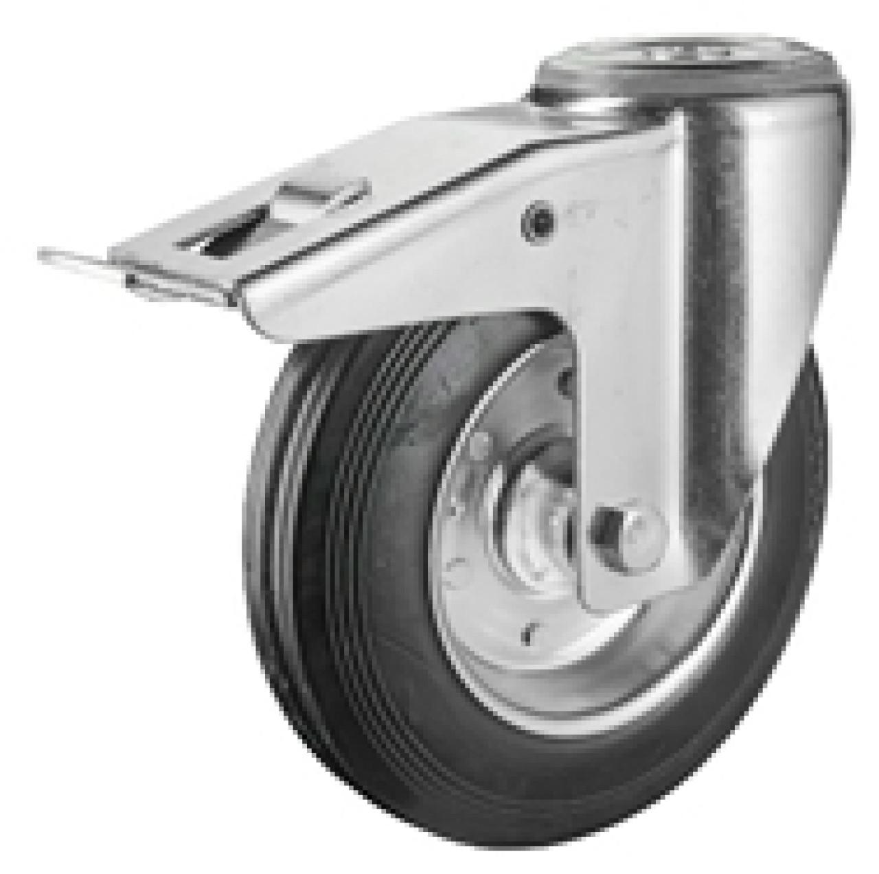 Hátfuratos kerék 160 L121.B55.160 forgó fékes villa fekete terhelhető: 160kg(BS)