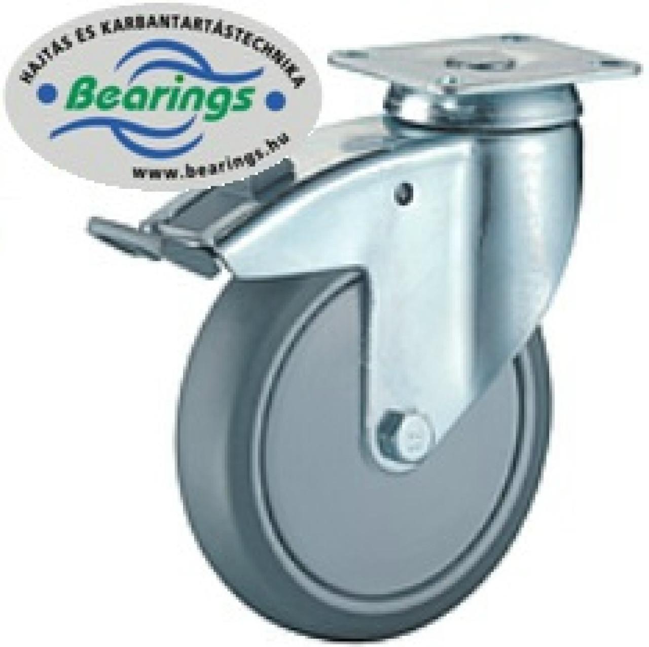 Talpas kerék 80 C120.A85.081 forgó fékes villa szürke terhelhető: 80kg (BS)
