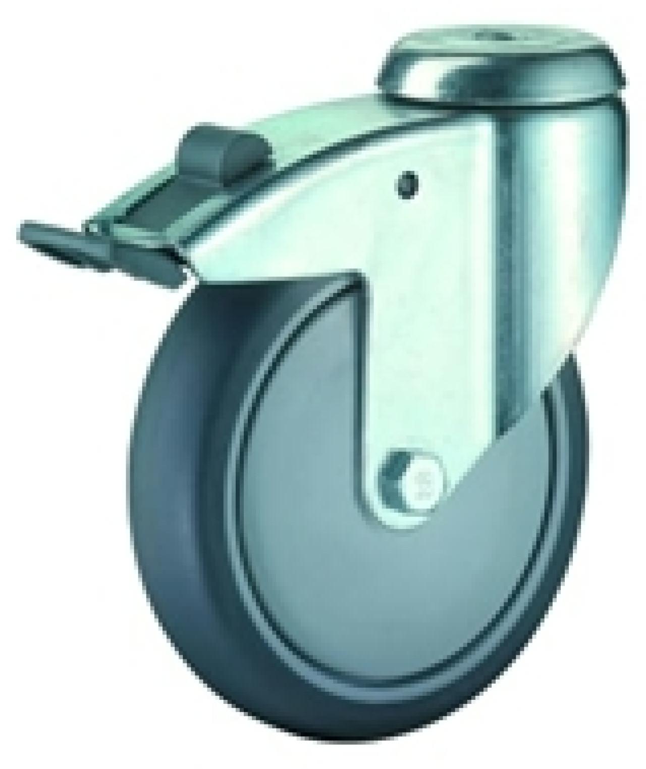 Hátfuratos kerék 100 C121.A85.100 forgó fékes villa szürke terh.: 80 kg (BS)