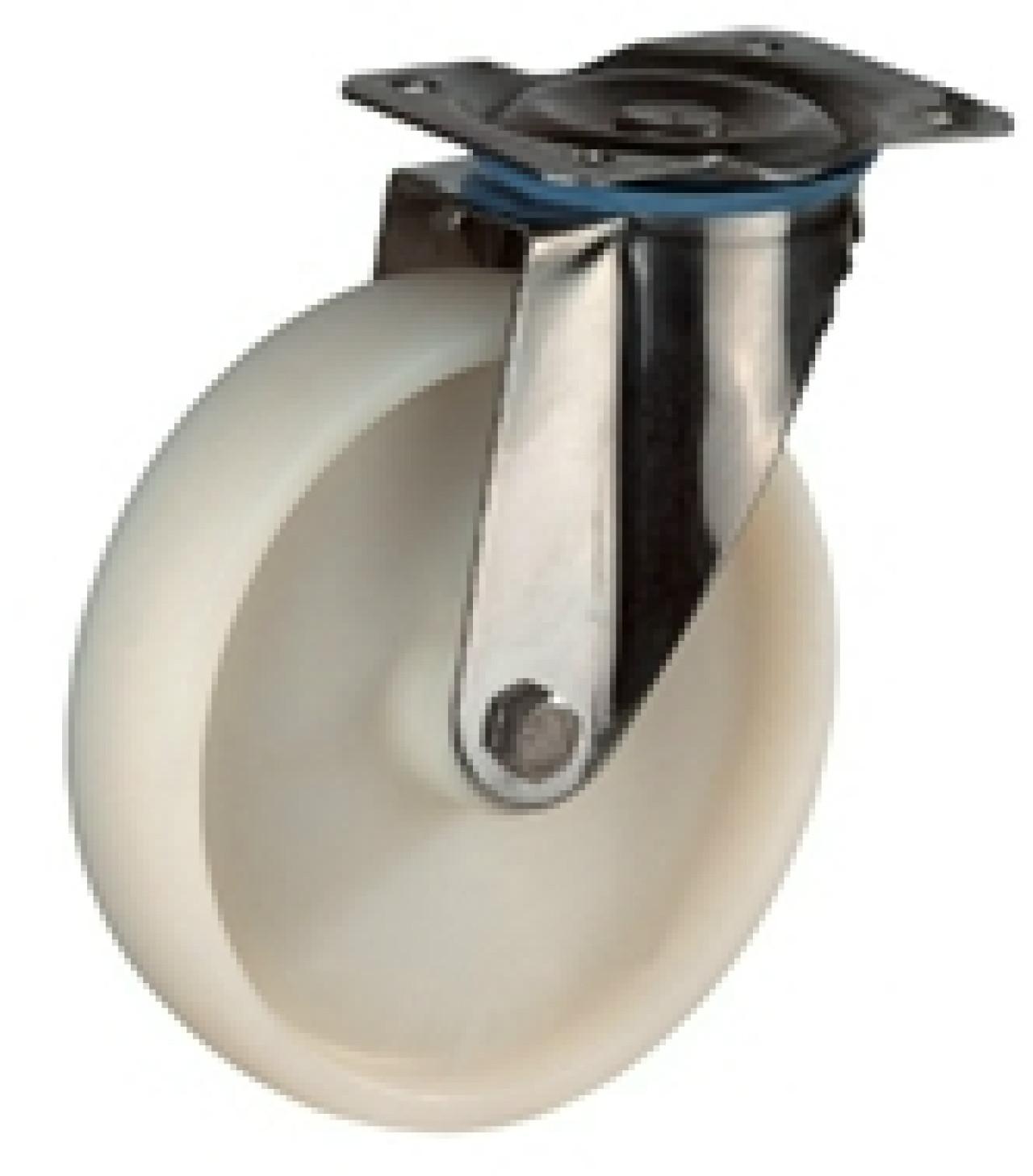 Talpas kerék 125 H100.A90.126 inox forgó villa fehér terhelhető: 130kg (BS)