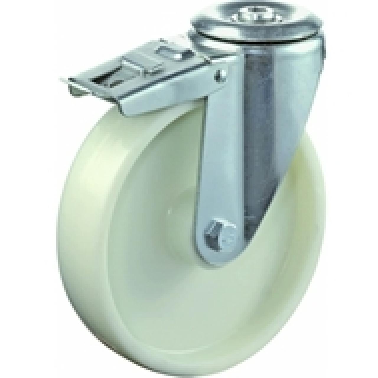 Hátfuratos kerék 100 L121.B10.100 forgó fékes villa fehér terhelhető: 125kg (BS)