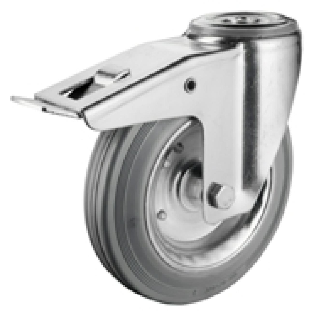 Hátfuratos kerék 125 L121.B56.125 forgó fékes villa szürke terh: 100kg (BS)