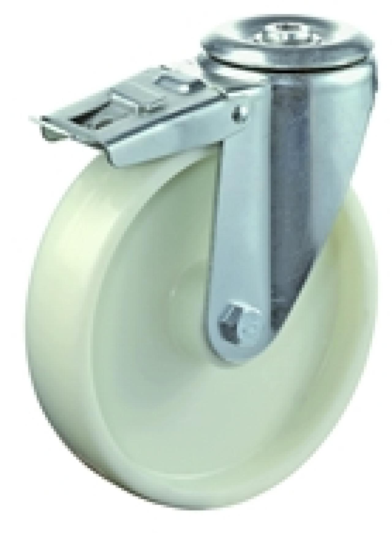Hátfuratos kerék 80 L121.B10.080 forgó fékes villa PA fehér terh: 125kg (BS)