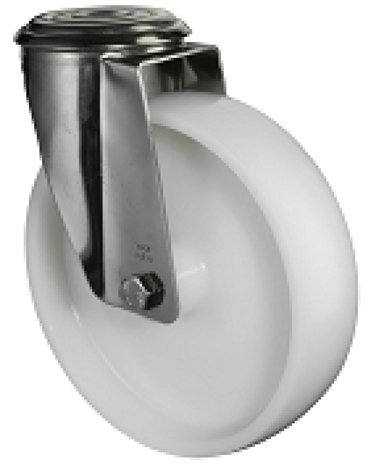 Hátfuratos kerék 100 H101.A90.100 inox forgó villa fehér terhelhető: 130kg (BS)