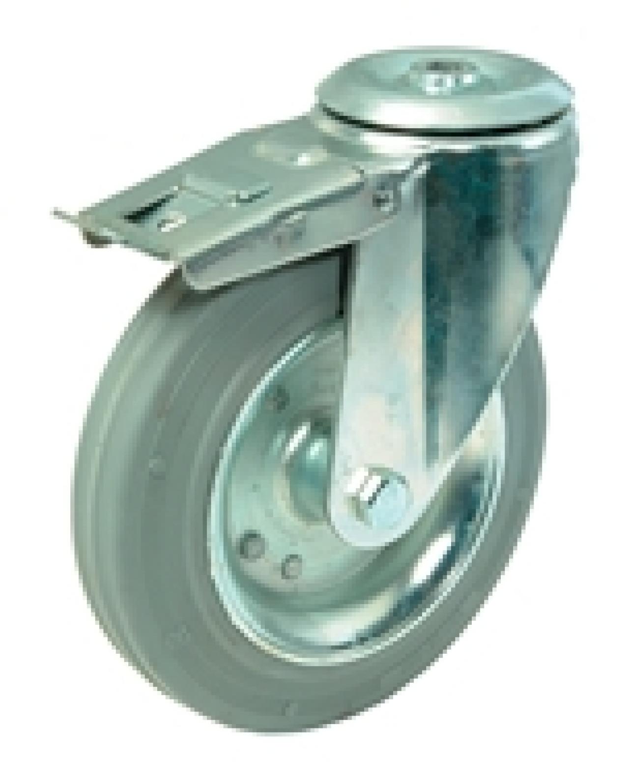 Hátfuratos kerék 100 L121.B56.100 forgó fékes villa szürke terhelhető: 70kg (BS)