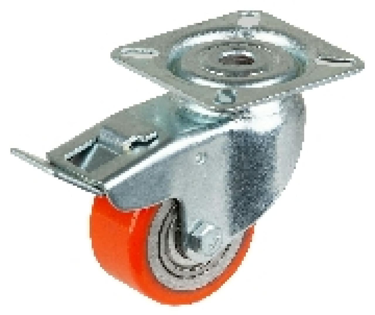 Talpas kerék 50 A620.C10.050 forgó fékes villa PU barna terhelhető: 120kg (BS)