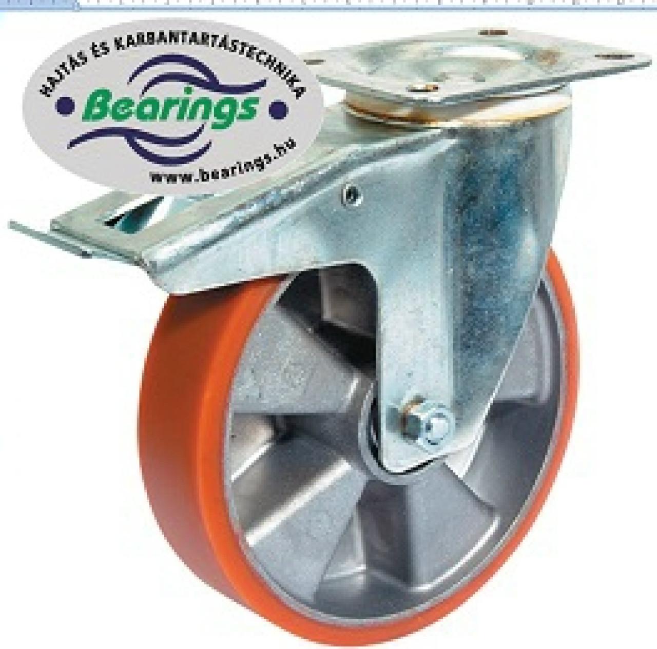 Talpas kerék 160 L420.B90.162 forgó fékes villa barna PU terhelhető: 400kg  (BS)