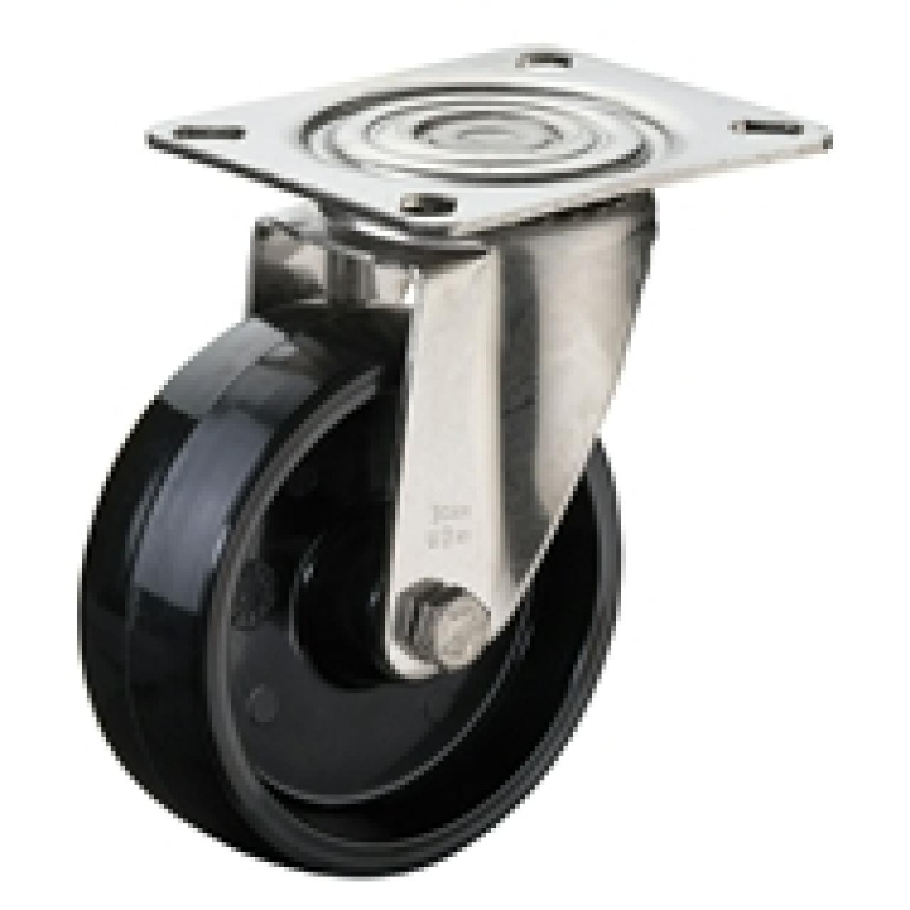 Talpas kerék 100 H100.B22.100 inox hőálló fekete forgóvillás terh: 130kg (BS)