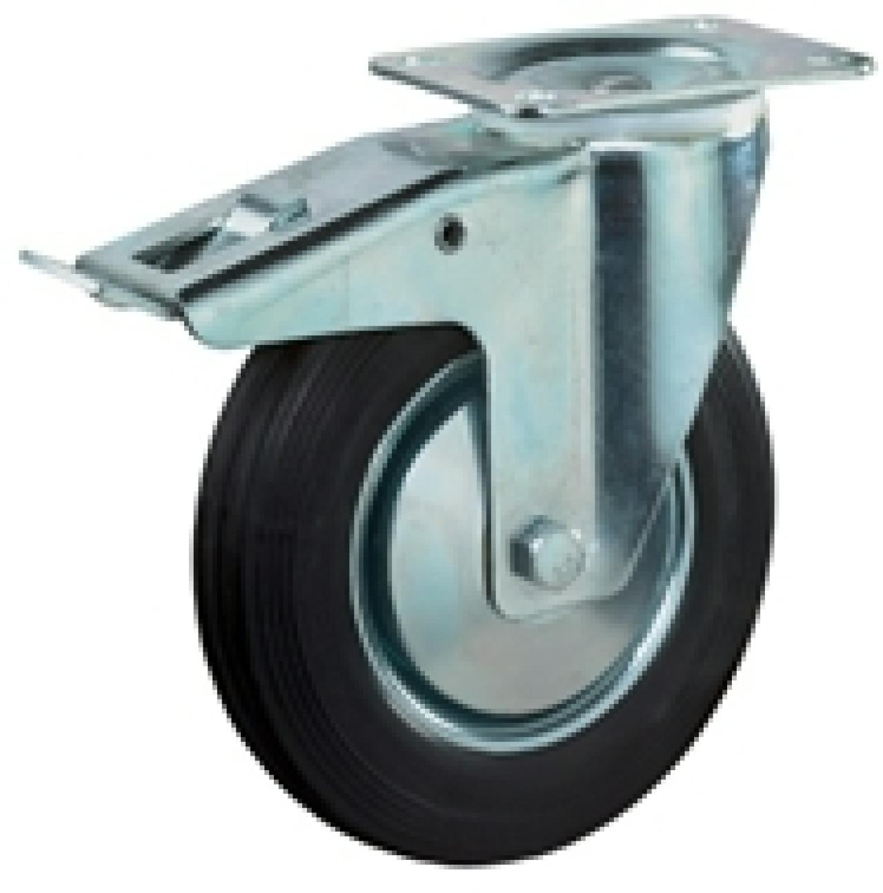 Talpas kerék 125 L420.B55.126 forgó fékes villa fekete terhelhető: 100kg (BS)