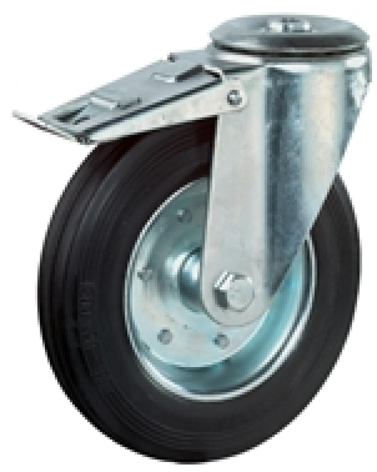 Hátfuratos kerék 80 L121.B55.080 forgó fékes villa fekete terhelhető 50kg (BS)