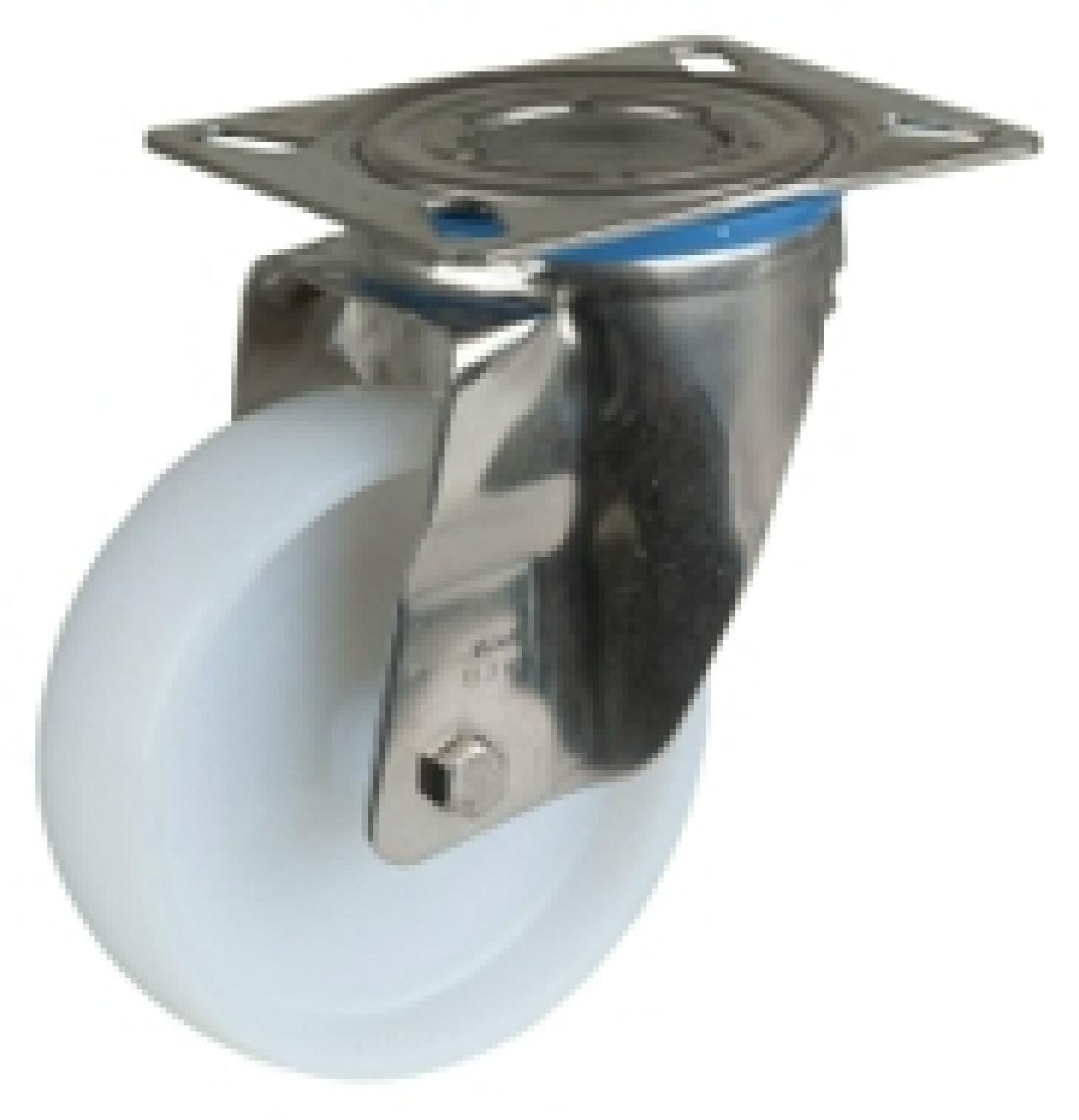 Talpas kerék 125 H100.A90.125 inox forgó villa fehér terhelhető: 130kg (BS)