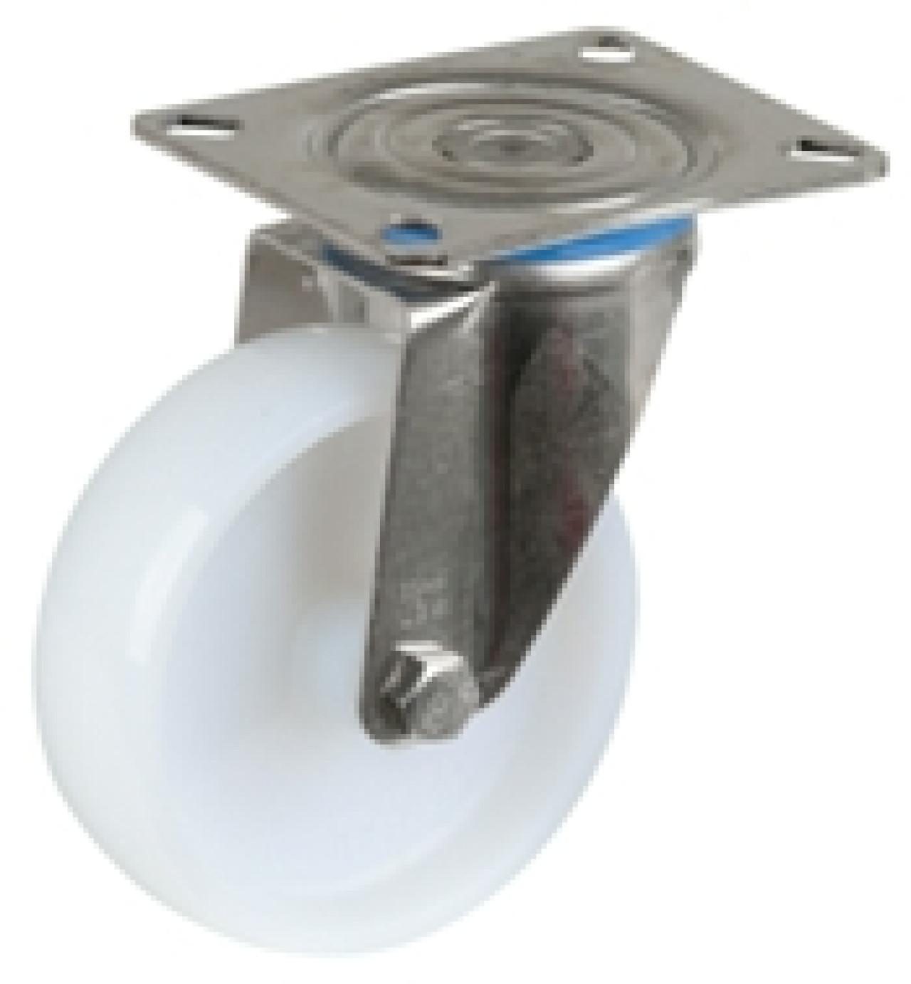 Talpas kerék 100 H120.A90.101 inox forgó fékes villa fehér terhelhető:200kg (BS)