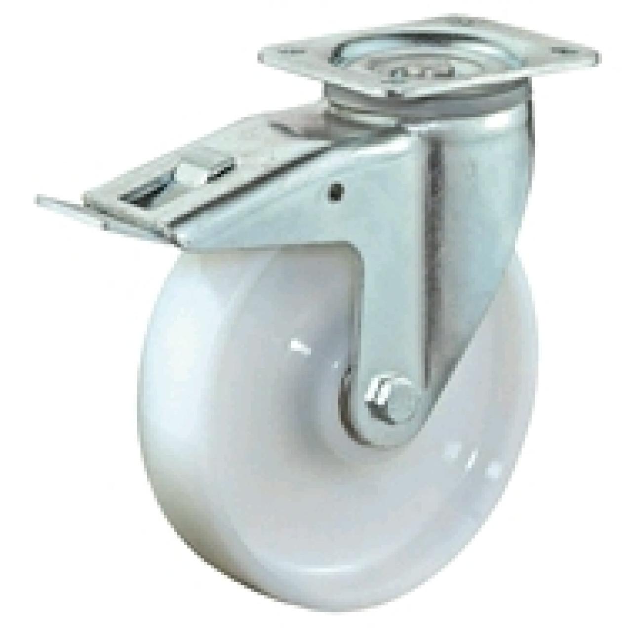 Talpas kerék 150 L420.B15.151 forgó fékes villa fehér PA terhelhető: 300kg (BS)