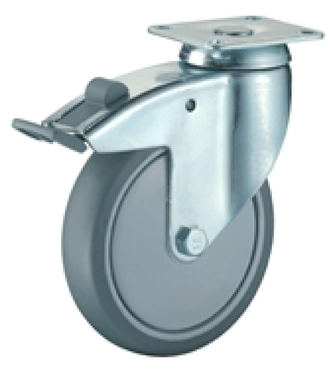 Talpas kerék 100 C120.A85.100 forgó fékes villa szürke terhelhető: 80kg(BS)