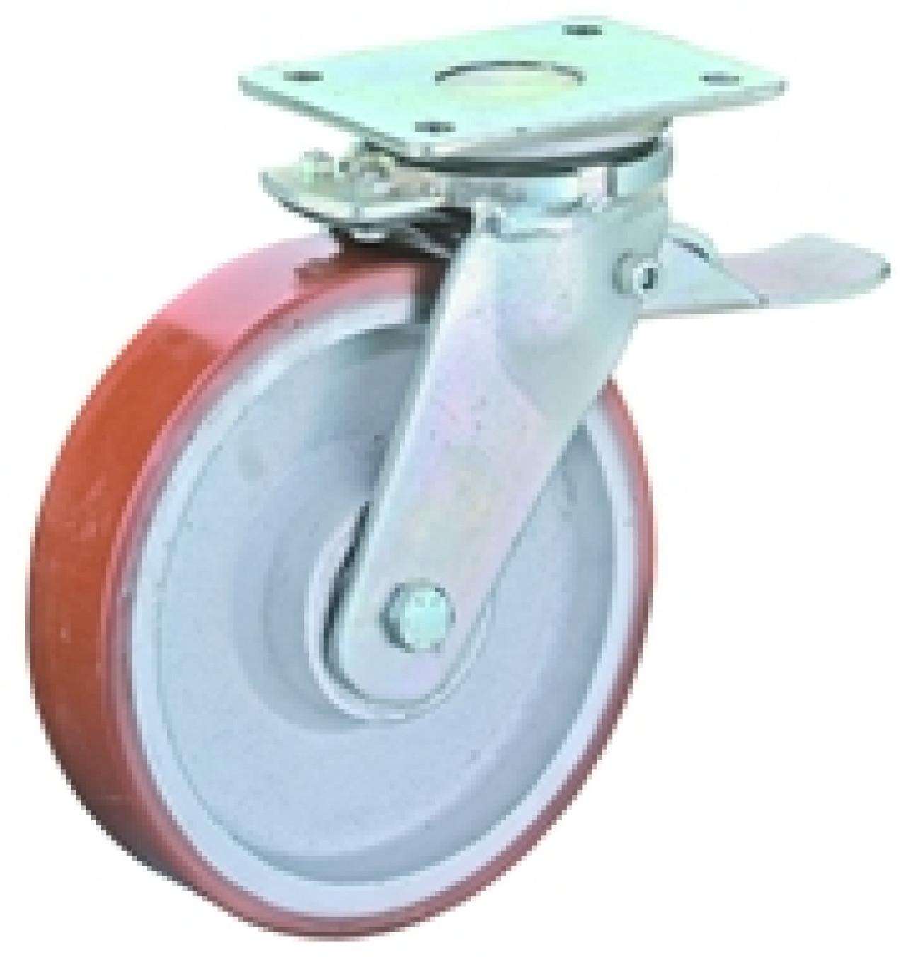 Talpas kerék 300 RR120.C10.300 forgó fékes villa barna PU terhelhető:2000kg (BS)