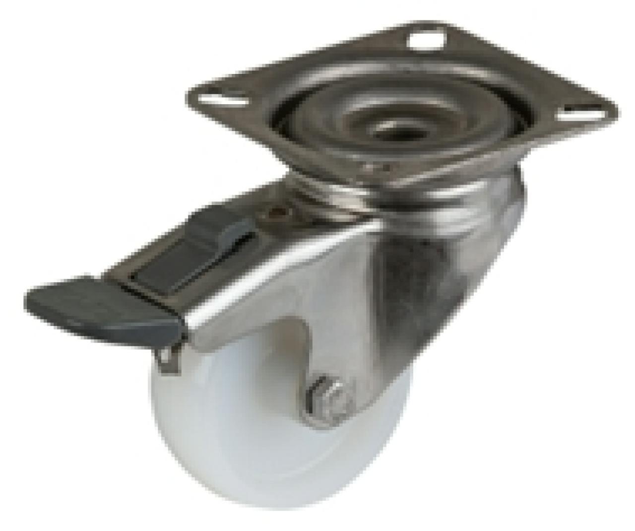 Talpas kerék 50 G120.A90.051 inox forgó fékes villa fehér terhelhető: 55kg (BS)